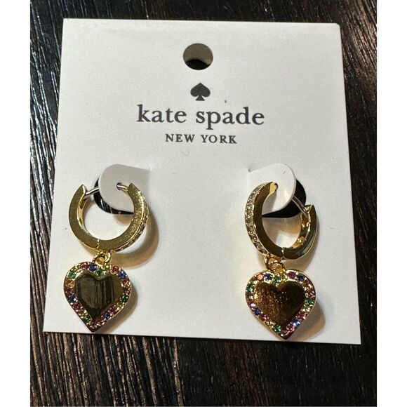 Kate Spade NEW Take Heart huggie earrings - Picture 1 of 5